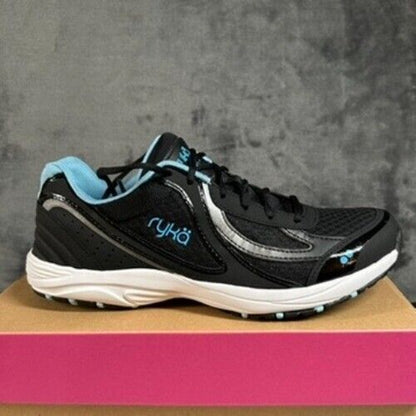 Ryka Dash 3 Walking Shoes Athletic Comfort Training Black Blue Womens 9M New
