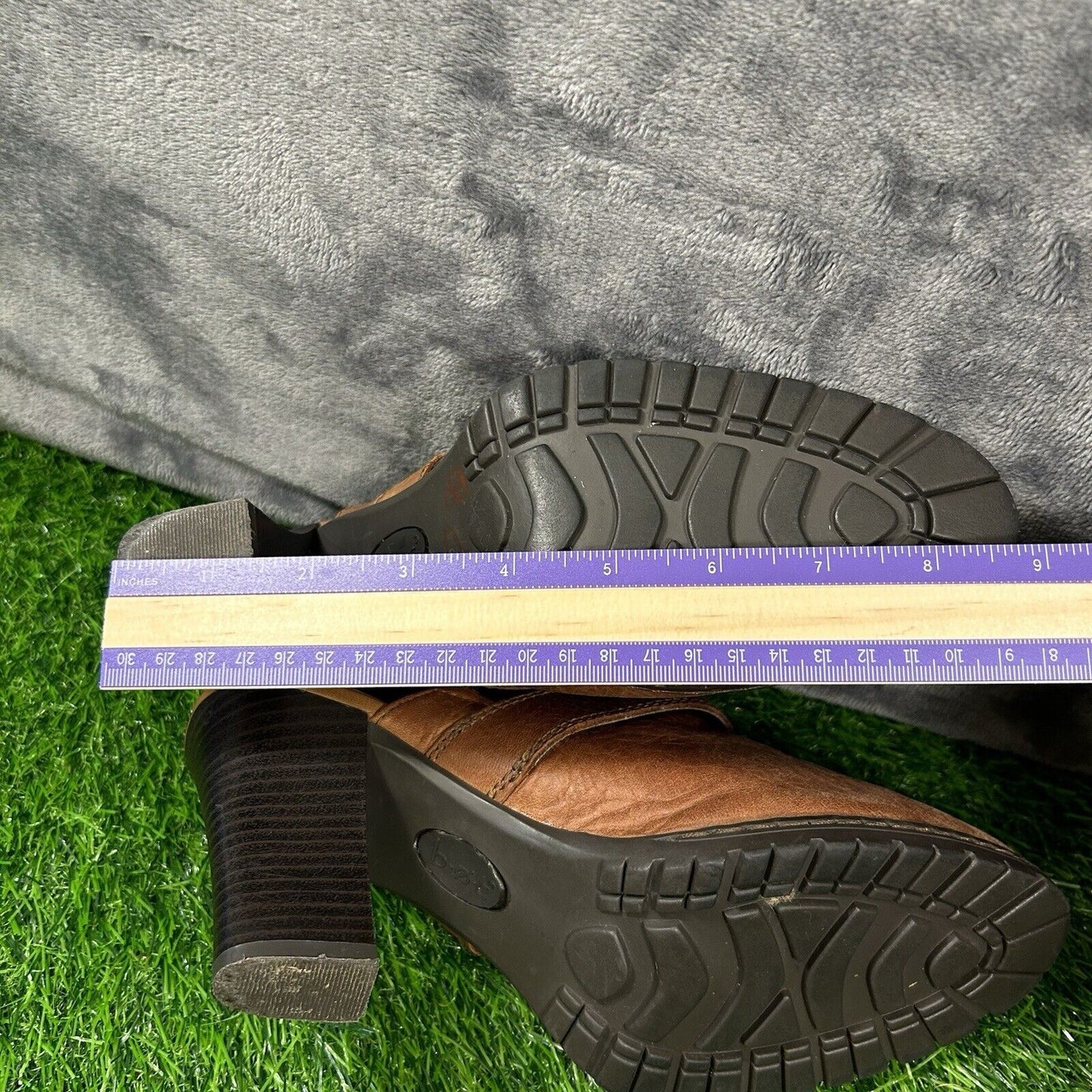 Born Mules Womens 8 M Brown Leather Slip On Heeled Buckle Casual Work Outdoor