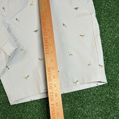 Under Armour Golf Shorts Mens 40" Gray Flat Front Bird Print Water Resistant New