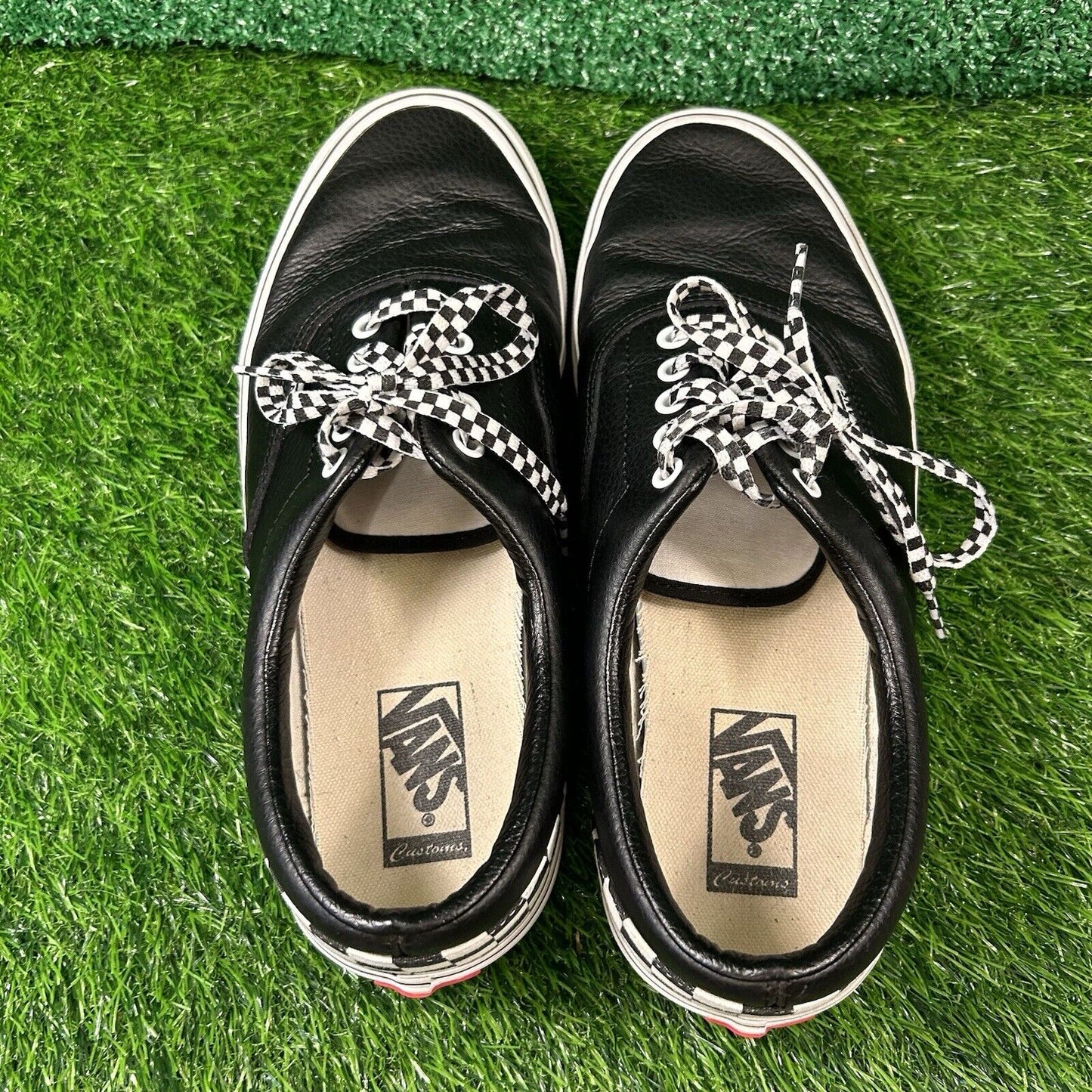 Vans Checkerboard Mens 10.5 M Black White Shoes Sneakers Leather Skateboarding