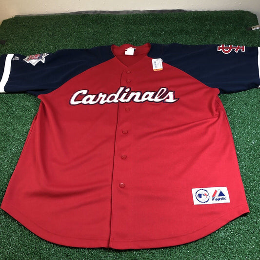St Louise Cardinals Jersey Mens Extra Large Red Navy Short Sleeve MLB Majestic