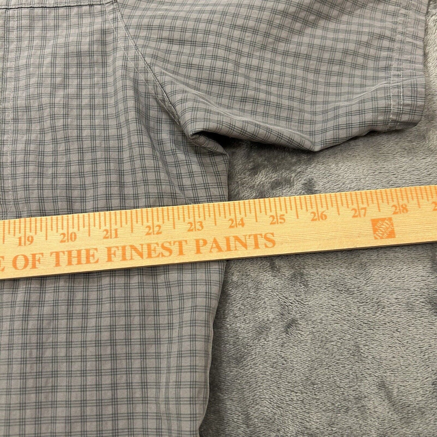 Eddie Bauer Shirt Mens Large Tall LT Gray Plaid Button Up Short Sleeve Pockets