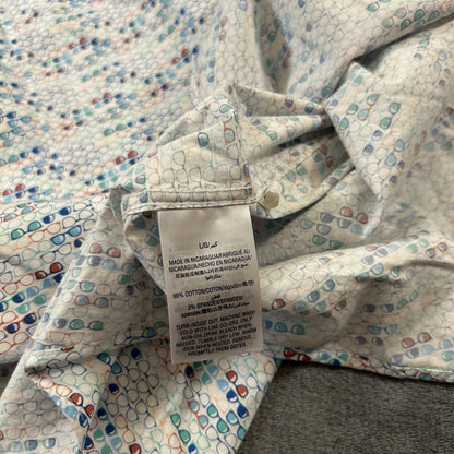 Club Room Shirt Mens Large White Glasses Graphic Button Up Short Sleeve AOP