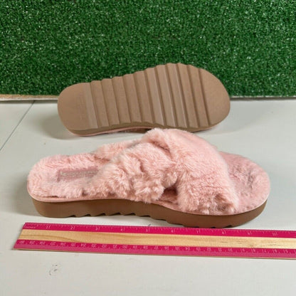 Koolaburaa Ugg Furr-ah Fluff Slides Pink Faux Fur Open Toe Slip On Womens 7