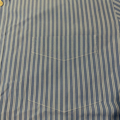 J Crew Shirt Mens Extra Large 17 17.5 Blue White Striped Button Up Long Sleeve
