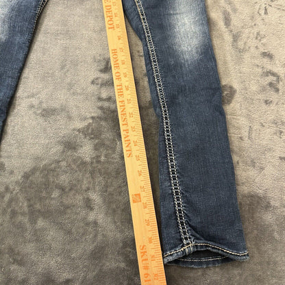 Silver Aiko Jeans Womens Blue 28x31" Blue Flap Skinny Denim Pants Stretch