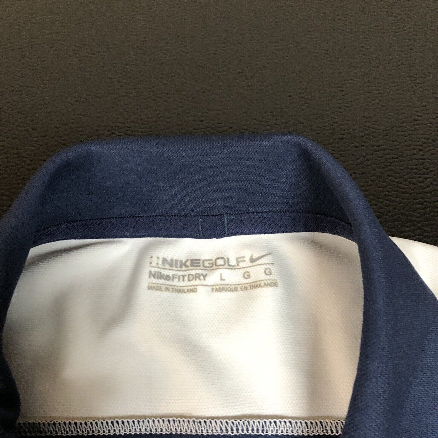 Nike Golf Polo Shirt Mens Large Navy White Dri-Fit Athletic Comfort Short Sleeve