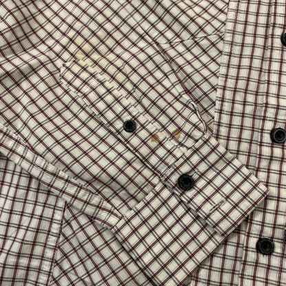 Marc Ecko Cut & Sew Shirt Mens Medium White Red Plaid Button Up Long Sleeve