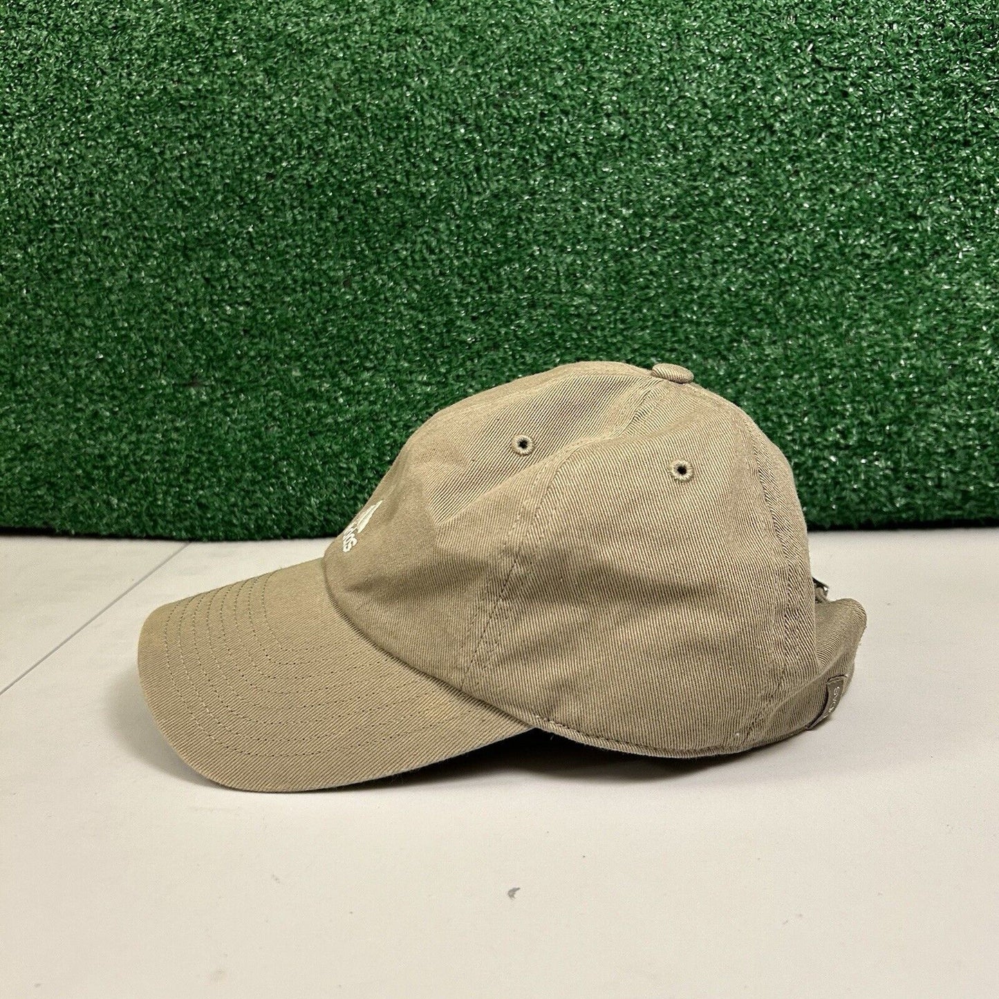 Adidas Aeroready Hat Cap Men Strapback Tan White Logo Canvas Outdoor Casual Golf