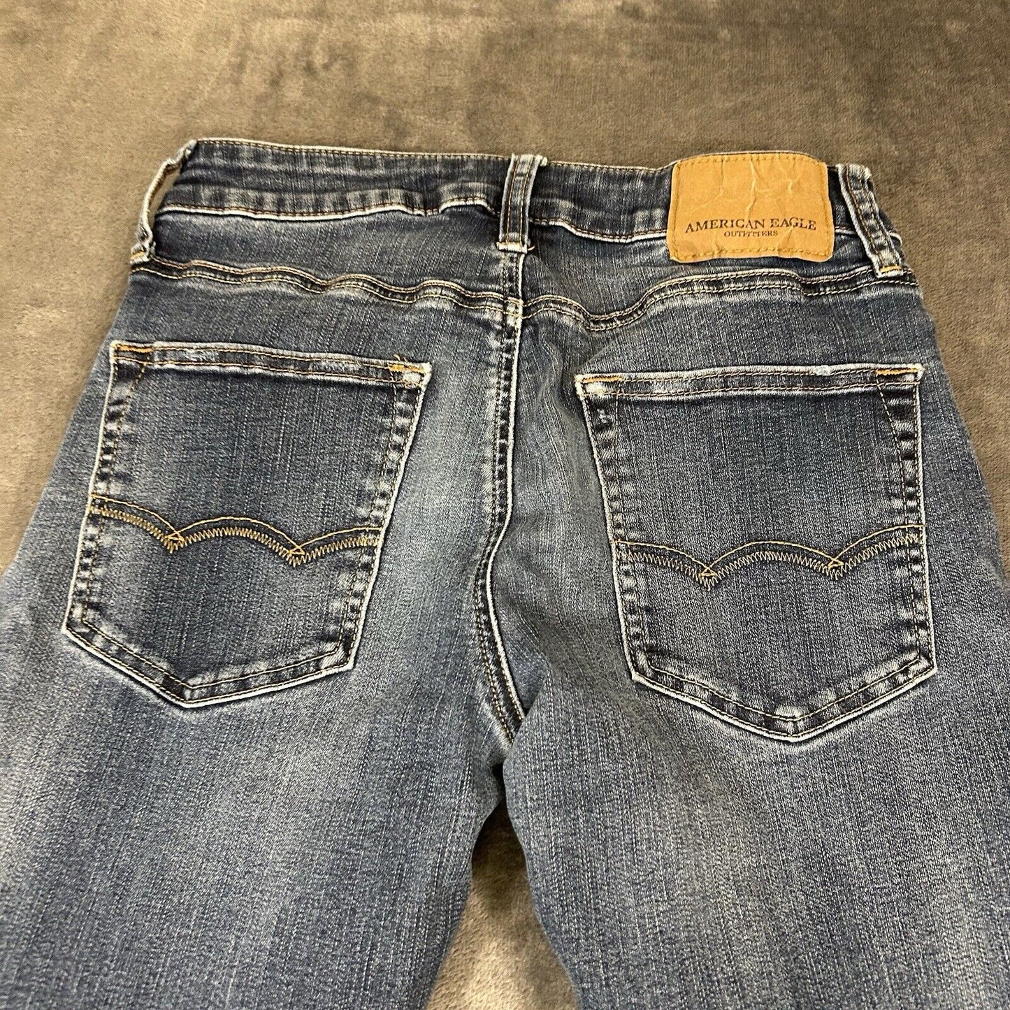 American Eagle Jeans Mens 28x30" Blue Straight Leg Denim Pants Work Casual Flex