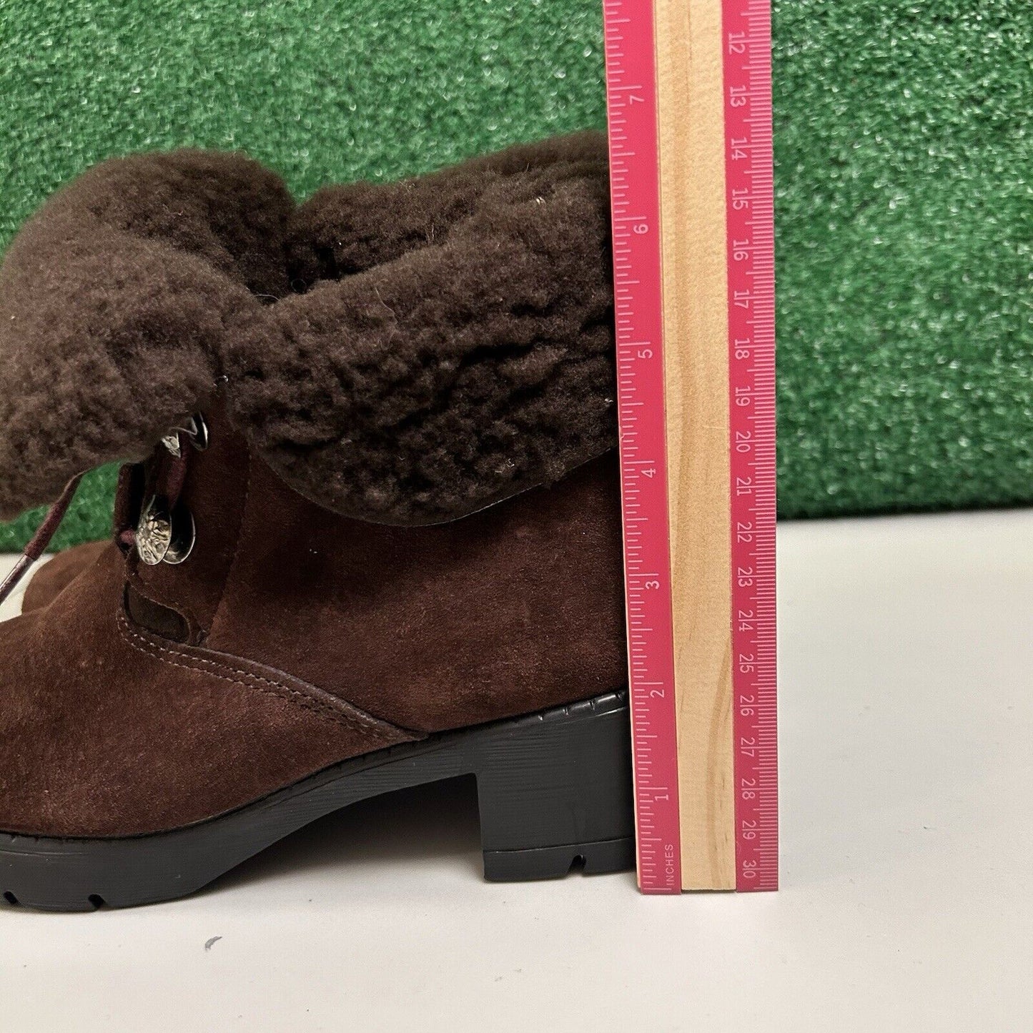 Sorel Combat Ankle Boots Womens 6.5 M Brown Leather Outdoor Fur Trim Comfort