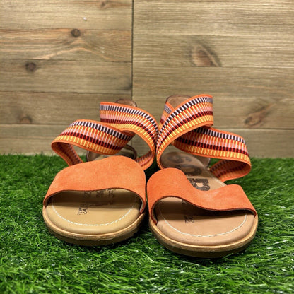 Sorel Ella Zing Sandals Womens 6.5 Orange Red Criss Cross Strappy Casual Comfort