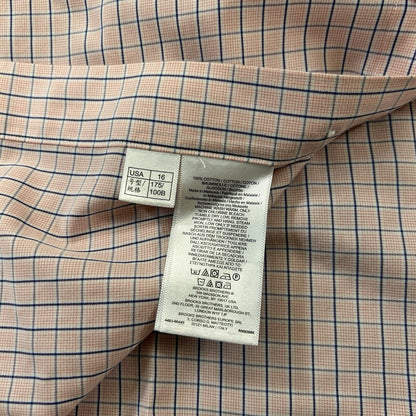 Brooks Brothers Shirt Mens 16 35 Pink Blue Check Button Up Long Sleeve Regent