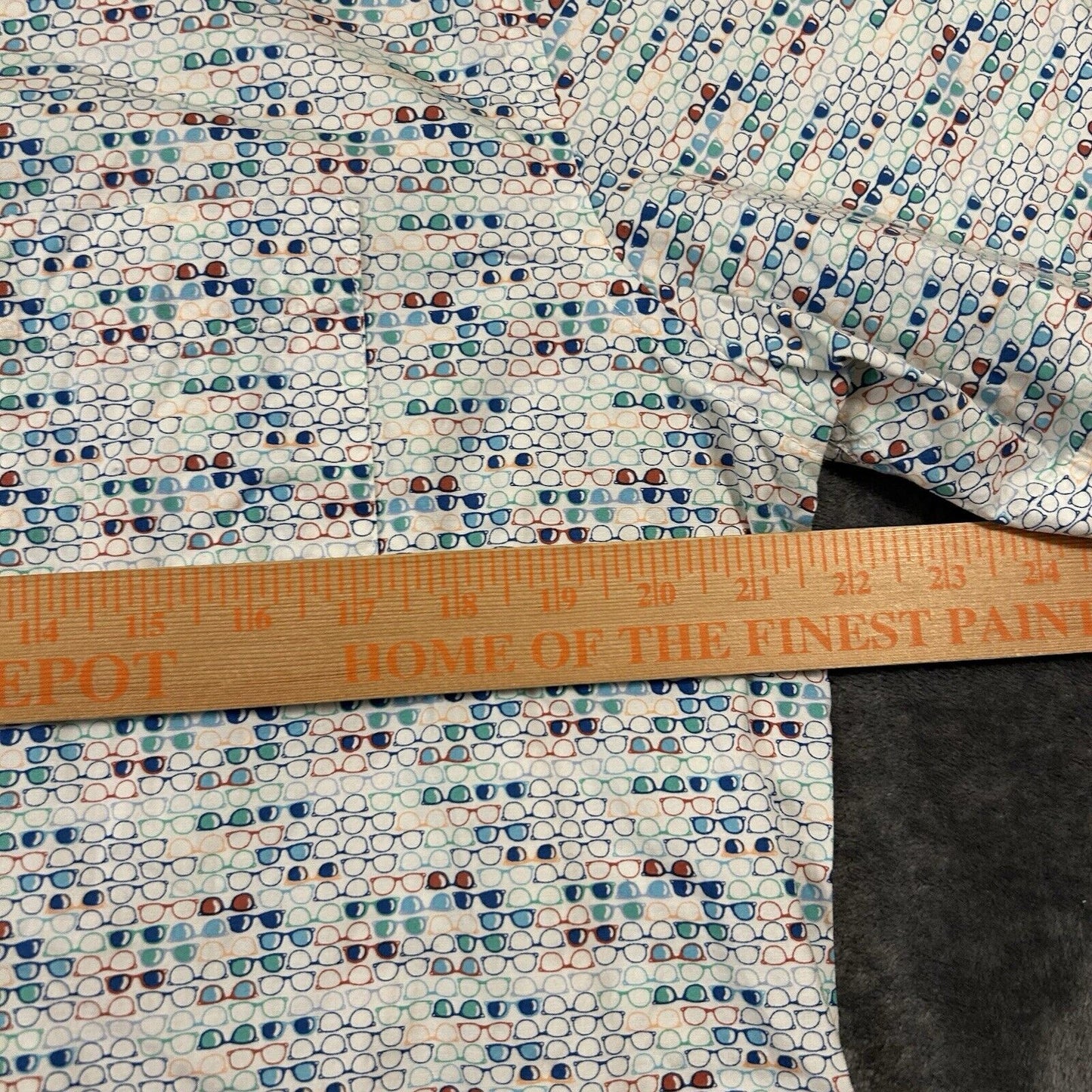 Club Room Shirt Mens Large White Glasses Graphic Button Up Short Sleeve AOP