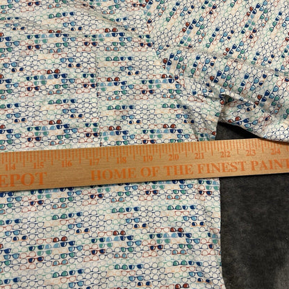 Club Room Shirt Mens Large White Glasses Graphic Button Up Short Sleeve AOP