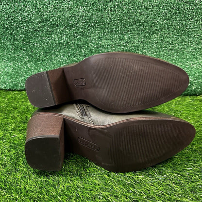 Baretraps Katherine Boots Womens 9.5 M Dark Green Heeled Zip Up Buckle Casual