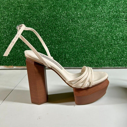 Gianni Bini Parrish Platform Sandals Ankle Strap Wood Block Patent Womens 8.5M