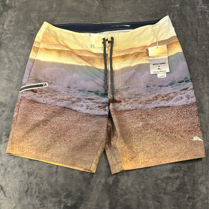 Tommy Bahama Board Shorts Mens 40" Yellow Blue Molokai Sunset Break Swim NEW