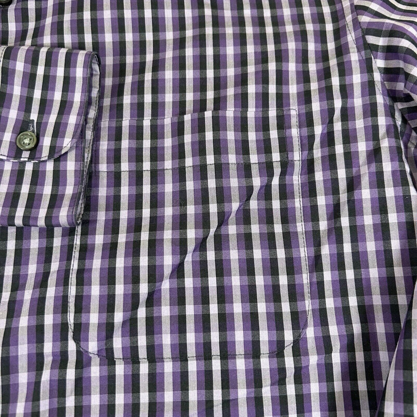 Alfani Shirt Mens Small Purple Black Plaid Button Up Long Sleeve Performance