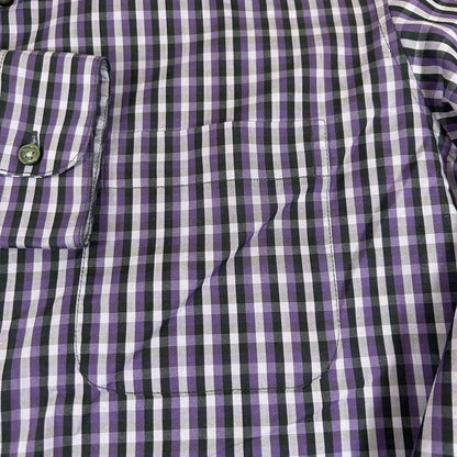 Alfani Shirt Mens Small Purple Black Plaid Button Up Long Sleeve Performance