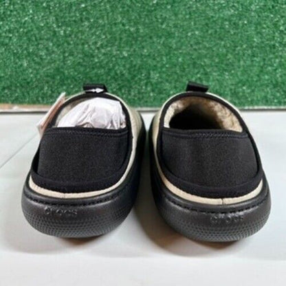 Crocs Classic Puff Mocs Beige Black Slip On Casual Comfort Shoes Womens 7 New