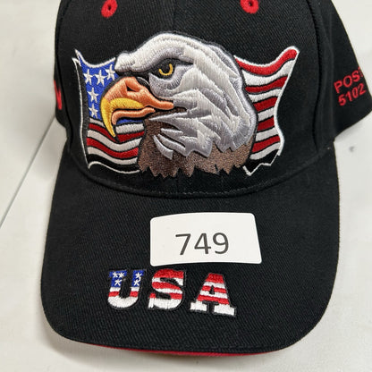 Eagle Usa Baseball Hat Cap Mens Strap Back Black Red Patriotic Troops Adjustable