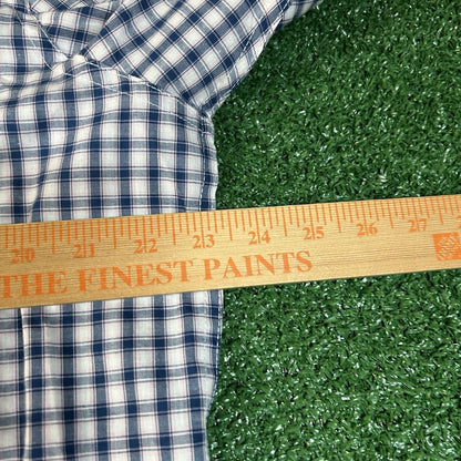 Chaps Shirt Mens Large Blue Pink Check Easy Care Button Up Long Sleeve New