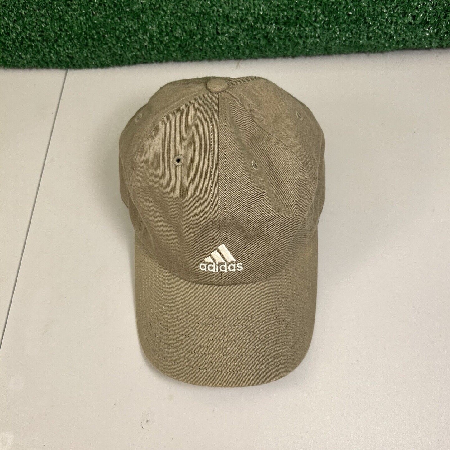 Adidas Aeroready Hat Cap Men Strapback Tan White Logo Canvas Outdoor Casual Golf