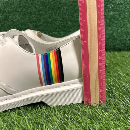 Dr Martens Oxford Pride Womens 9 White Leather Shoes Lace Up 27522 Preppy New