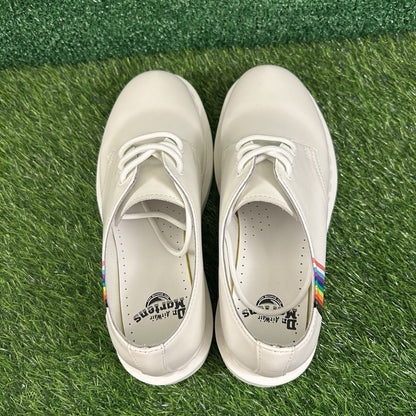 Dr Martens Oxford Pride Womens 9 White Leather Shoes Lace Up 27522 Preppy New