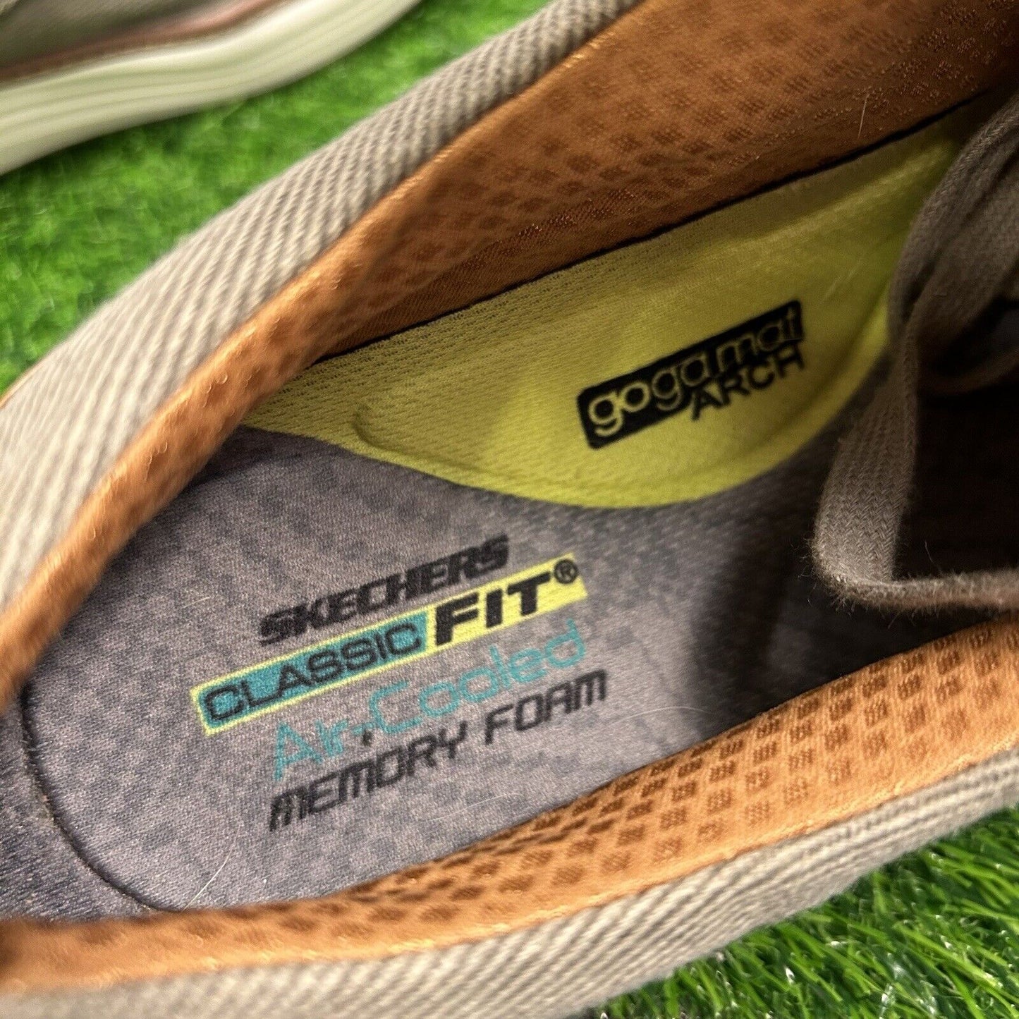 Skechers Oxfords Mens 13 Gray Brown Canvas Shoes Casual Comfort Lace Up Moreno