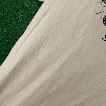 Fresh Vibes Shirt Mens Large Beige Short Sleeve Skulls Beer Skeleton Graphic Tee