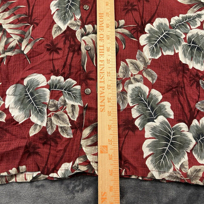 Campia Hawaiian Shirt Mens Medium Red Floral Button Up Short Sleeve Rayon Beach