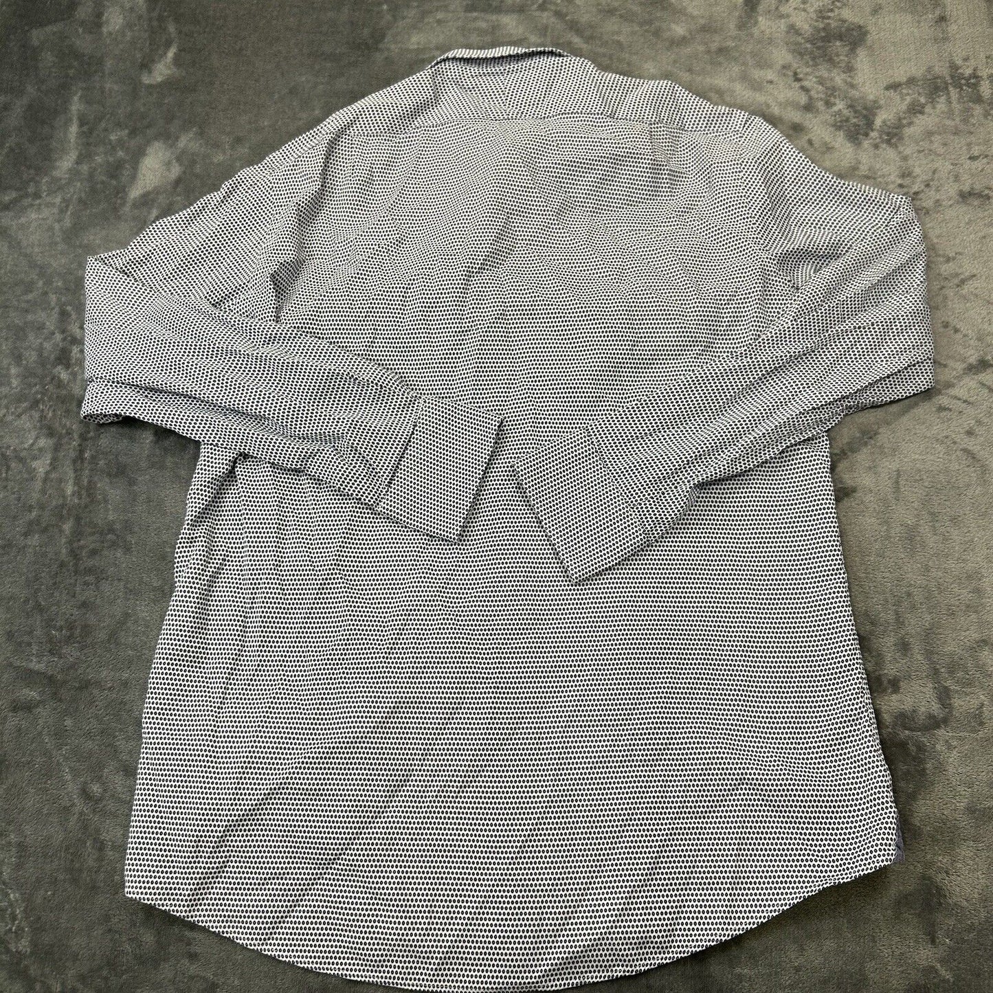 Charles Tyrwhitt Shirt Mens 16.5 35 Blue White Geometric Button Up Long Sleeve