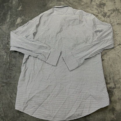 Charles Tyrwhitt Shirt Mens 16.5 35 Blue White Geometric Button Up Long Sleeve