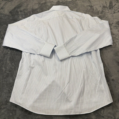 Tommy Bahama Shirt Mens 15.5 34/35 Blue White Striped Button Up Long Sleeve Work