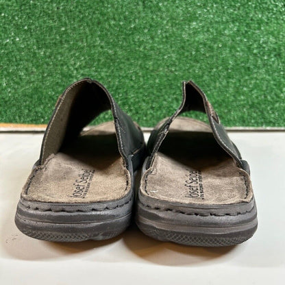 Josef Seibel Maverick 03 Leather Slides Sandals Comfort Black Mens 8/8.5 / 44EU