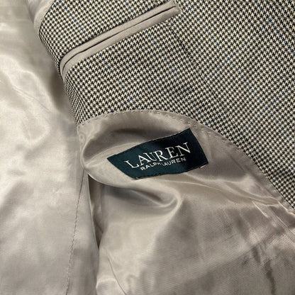 Lauren Ralph Lauren Suit Jacket Mens 46 R Brown Black Houndstooth 100% Wool