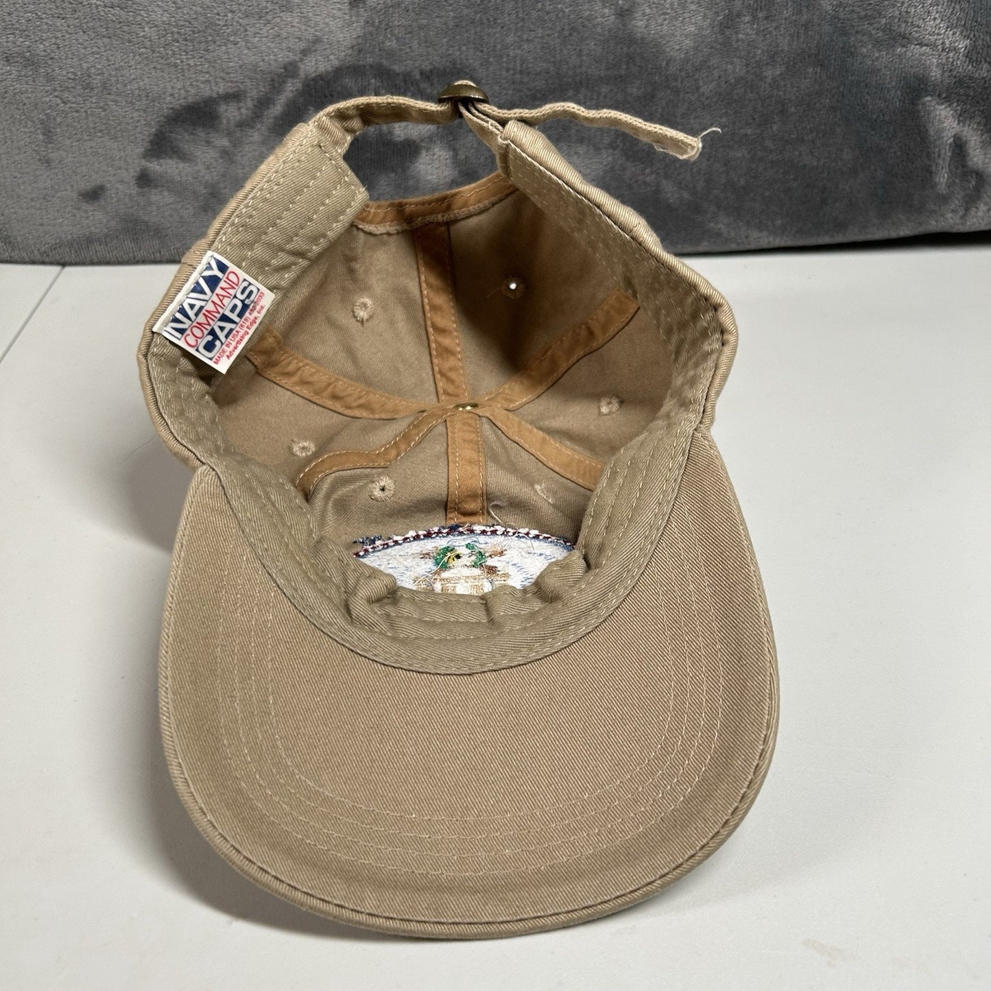 Vintage Reagan Library Air Force One Hat Cap Mens Tan Strap Back Adjustable