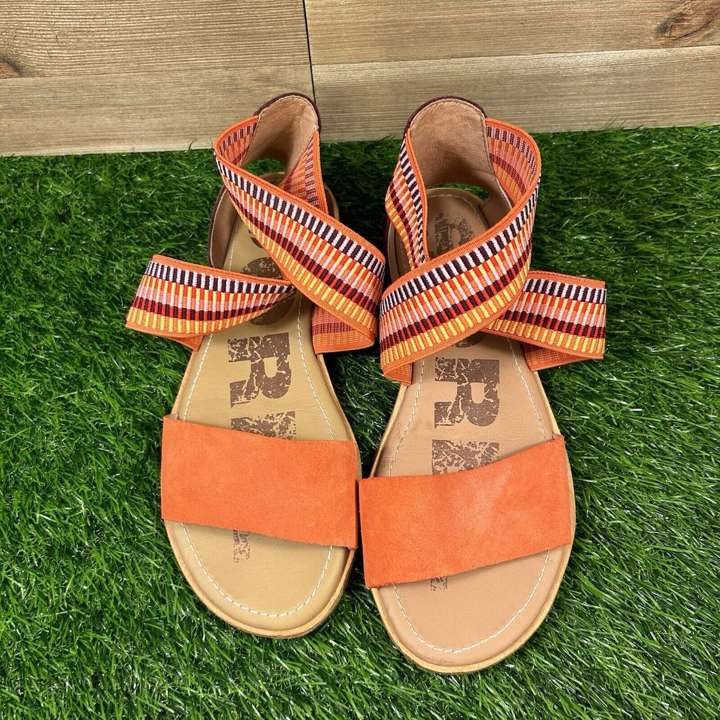 Sorel Ella Zing Sandals Womens 6.5 Orange Red Criss Cross Strappy Casual Comfort