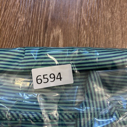 Izod Golf Polo Shirt Mens Extra Large Green Blue Striped Short Sleeve Stretch