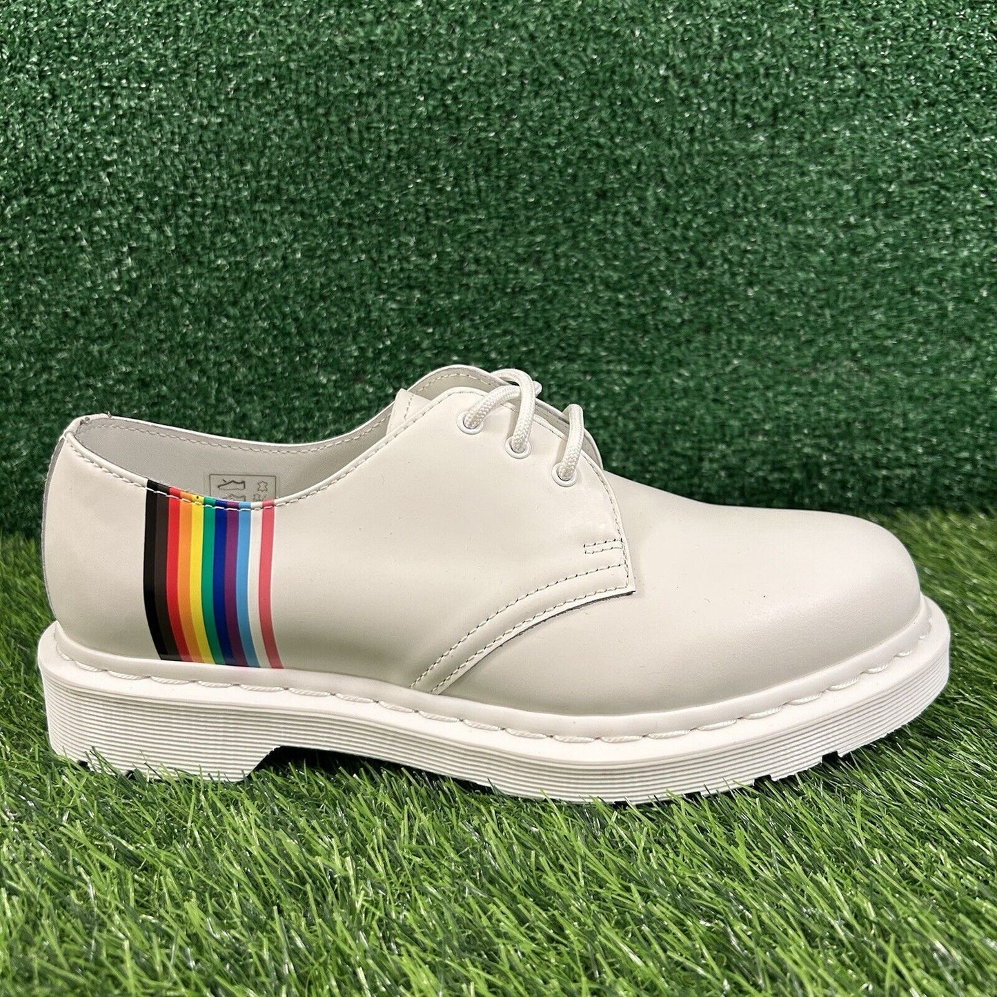 Dr Martens Oxford Pride Womens 9 White Leather Shoes Lace Up 27522 Preppy New