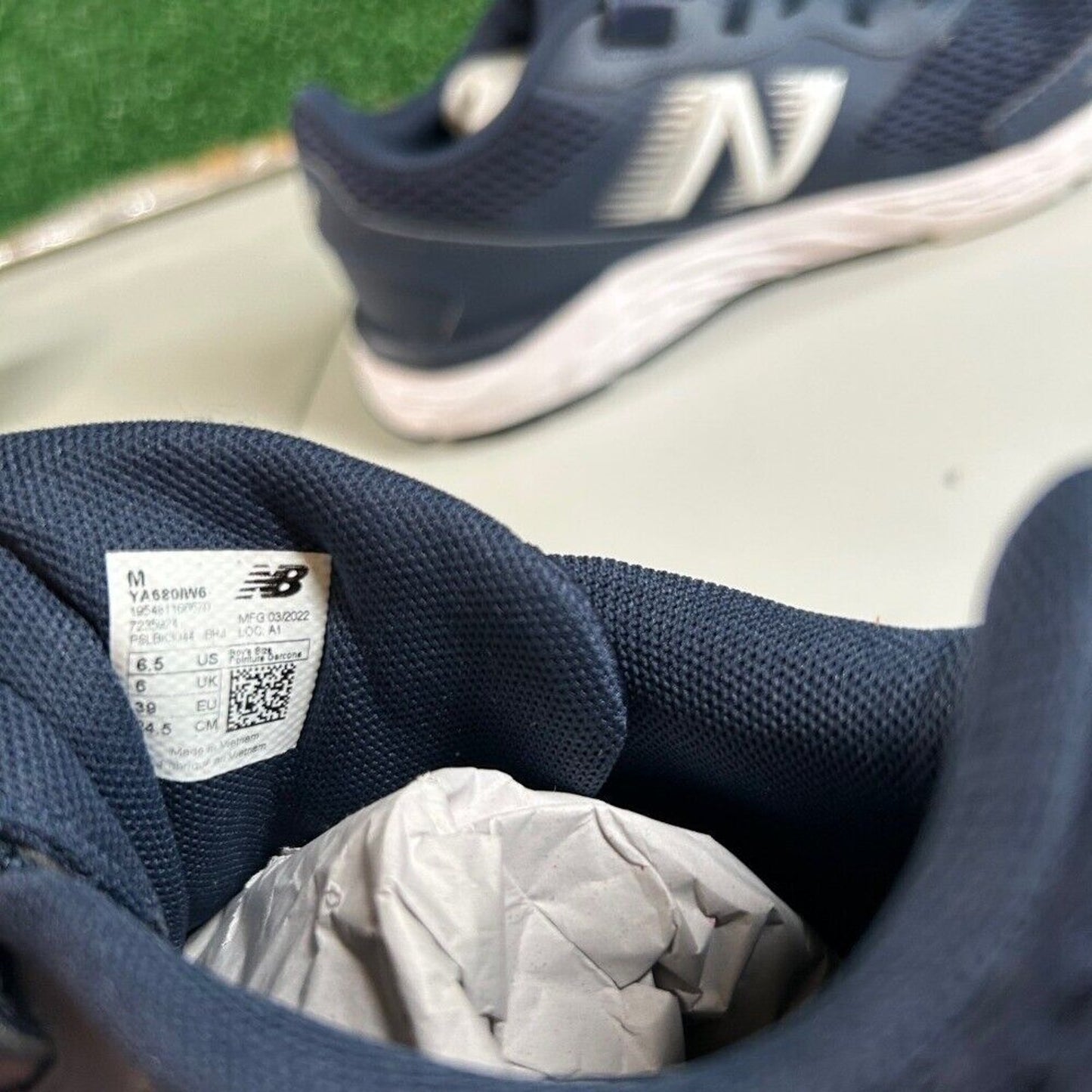 New Balance 680v6 Hook & Loop Navy Blue Running Athletic Shoes Sneakers Kids 6.5