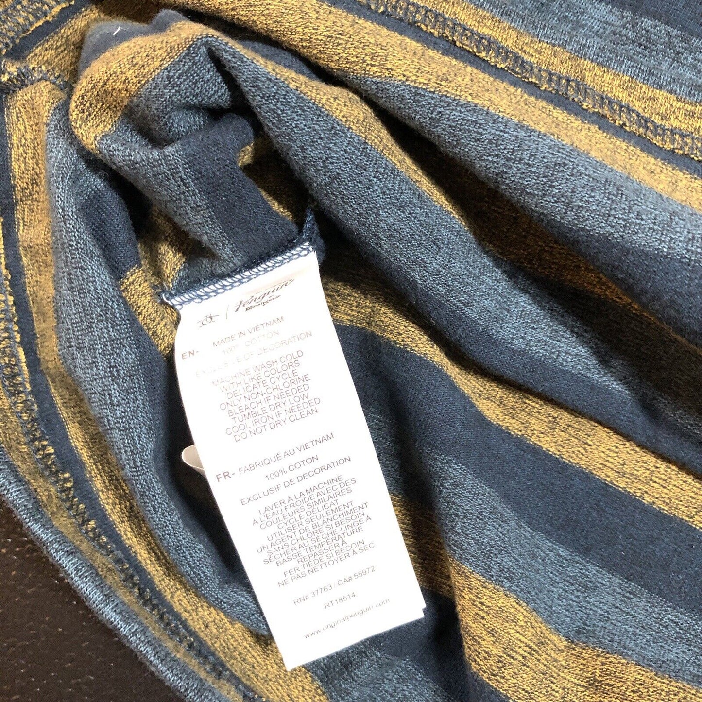 Penguin Munsingwear Shirt Mens Extra Large Blue Yellow Striped Heritage Slim New