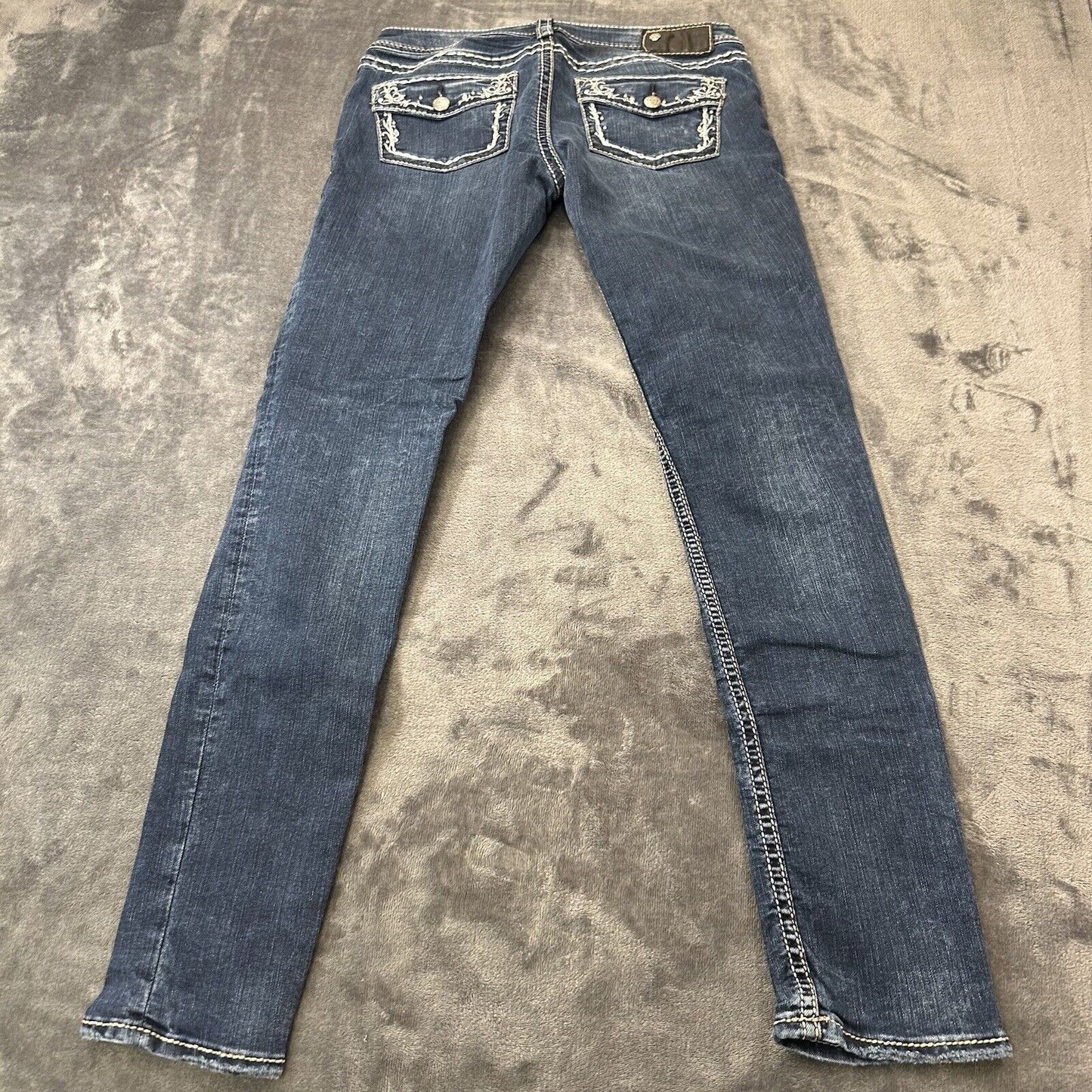 Silver Aiko Jeans Womens Blue 28x31" Blue Flap Skinny Denim Pants Stretch