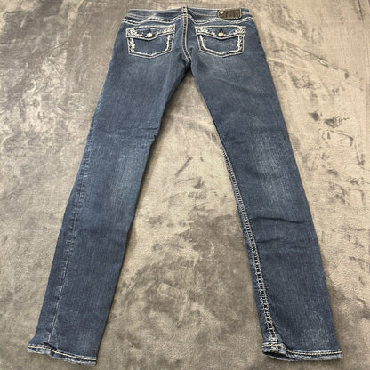 Silver Aiko Jeans Womens Blue 28x31" Blue Flap Skinny Denim Pants Stretch