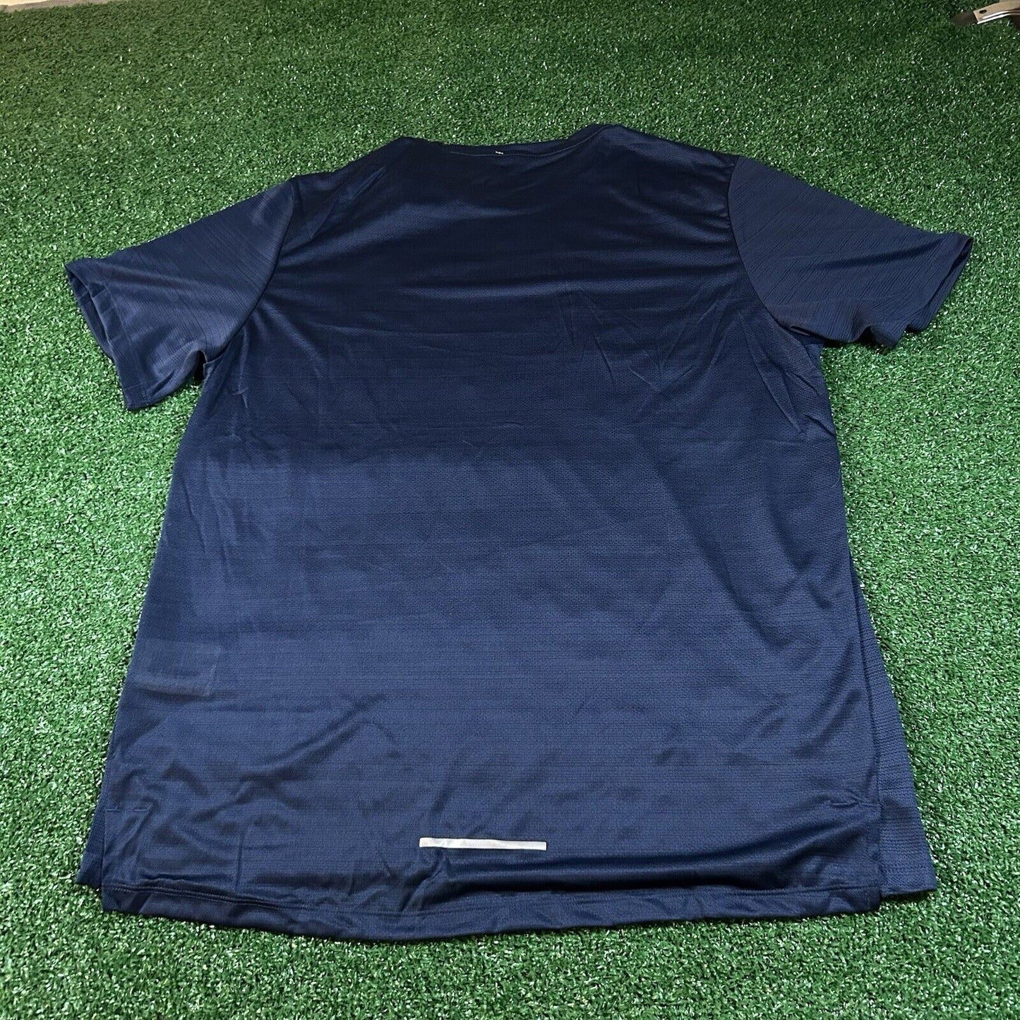 Nike Running Shirt Mens Large Navy Short Sleeve Athletic Dri-fit Mesh Swoosh New