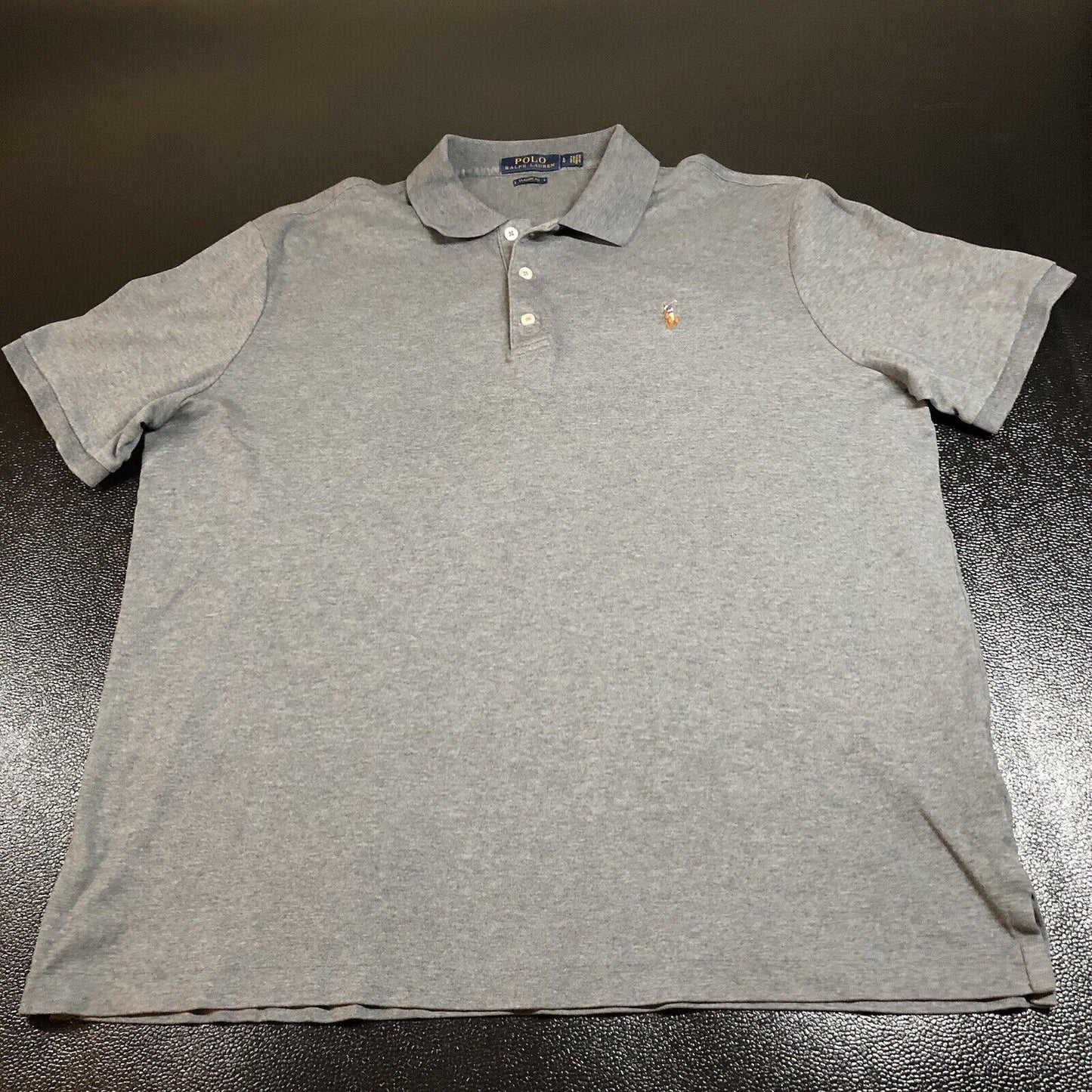 Polo Ralph Lauren Polo Shirt Mens Large Gray Classic Fit Flesh Pony Short Sleeve