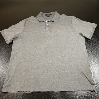 Polo Ralph Lauren Polo Shirt Mens Large Gray Classic Fit Flesh Pony Short Sleeve