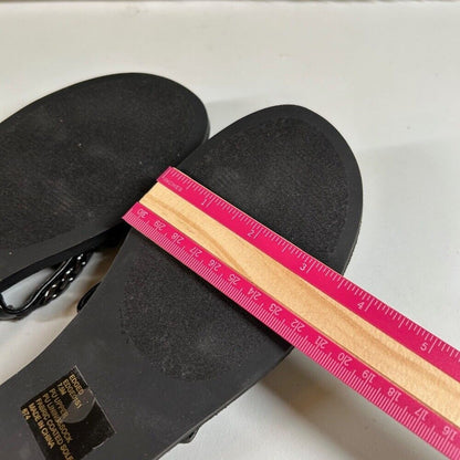 Steve Madden Edged Chain Embellished Slide Sandals Black 3 Strap Womens 7.5